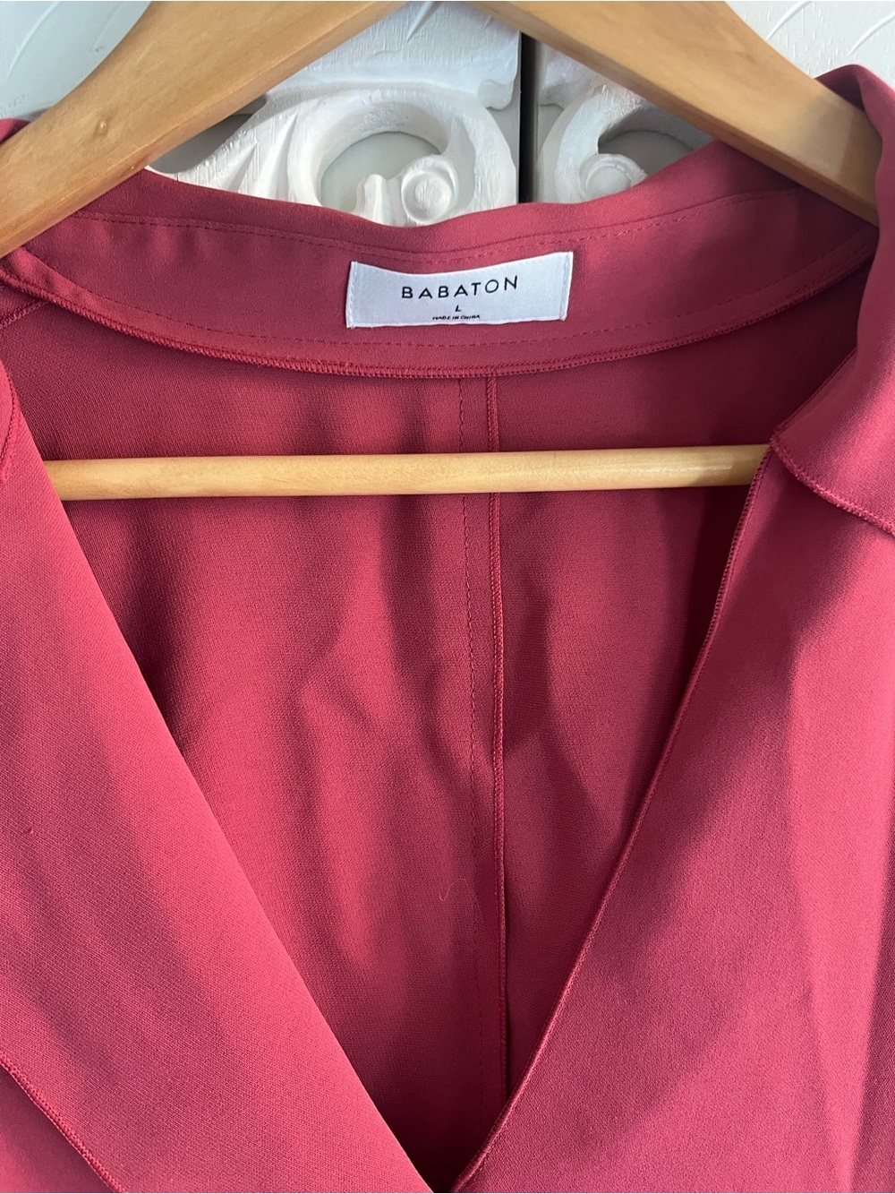 Babaton Aritzia Pink Wrap Front Long Sleeve Blouse Top Size Large - Picture 3 of 10